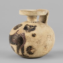Aryballos with a depiction of a panther, Seated Panther Painter c. 620–590 BC. Spherical aryballos