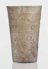 Glass decorated with a leaf and fruit motif;, Goluchów Greater Poland Voivodeship; transparent,