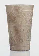 Glass decorated with a leaf and fruit motif;, Goluchów Greater Poland Voivodeship; transparent,