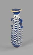 Alabastron, Egyptian workshop, 6th–5th century BC. Opaque dark blue glass alabastron decorated with