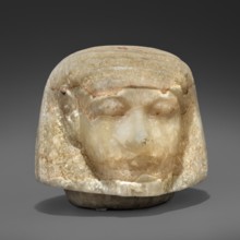 Canopic urn lid in the shape of a human head, Sons of Horus mythology, tomb equipment. This head is