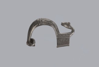 Snake-headed fibula, unknown Southern Italian workshop. Fibula with an arched, thick hoop. The hoop