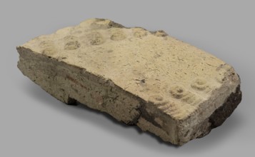 Fragment of a brick with relief decoration. Element of an unglazed panel with a depiction of a bull