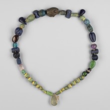 Necklace of 43 different beads, Goluchów Greater Poland Voivodeship. Scaraboids, udjat eyes,
