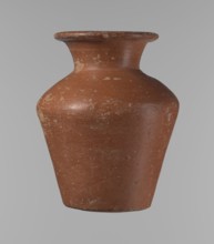 Vessel, Egyptian pottery vessel, clay; conical, widest at ~3/4 height. Shoulders wide, almost