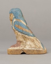 Figurine of the Soul of Ba, Ba mythology; birds, bird iconography; djed pillars iconography; wigs;