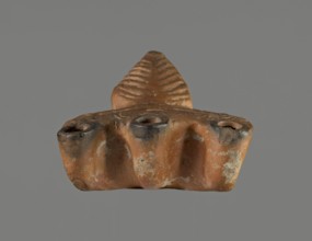 Oil lamp, Pannonian workshop. Oil lamp with leaf ornament, Roman three-burner lamp. Mold-made,