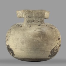 Orientalizing aryballos with depictions of lotus flowers, lotus motifs, vessels for oils and