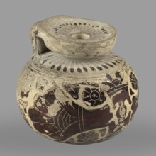 Orientalizing aryballos with depictions of lotus flowers;, repossession Silesia; lotus iconography;