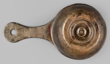 A ladle with a handle decorated with a depiction of Mercury, Mercury myth., Roman deities, ladles,