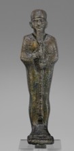 Figurine of the god Ptah; maker, restitution provenance; Ptah mythology; Egyptian deity; ankh and