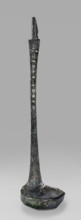 Ladle with a handle in the form of a goose's head. Ladle with a shallow bowl ending in a wide, flat