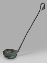 Ladle with a handle in the form of a goose's head. Ladle with a shallow bowl ending in a wide, flat