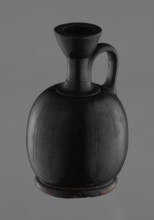 Black-finished aryballoi lekythos, Greek black-glaze pottery. Aryballoi lekythos coated with black