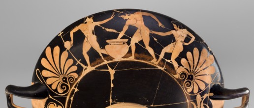 Kylix depicting youths at play, Thalia Painter 520–510 BC. Red-figure kylix, Attica, dated 510–500