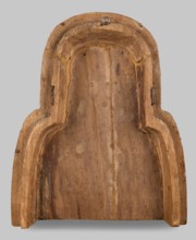 Fragment of a sarcophagus lid. Part of the lid of an anthropoid woman's sarcophagus. Large, striped