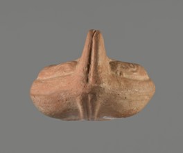 Oil lamp, Horse iconography. Lamp pressed from a mold. Light red clay with brownish-red engobe.