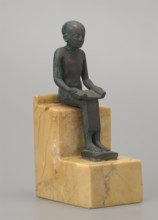 Figurine of Imhotep, Imhotep ca. 2667–2648 BC; mythology. Figurine of a seated Imhotep holding an
