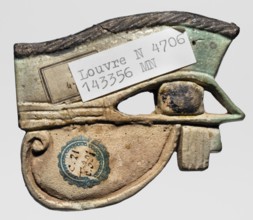 Amulet - Udjat Eye, Udjat eye designed as a flat plaque with details of the eye marked with a