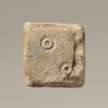 Dice, dice game. Six-sided dice with pips 1–6 shown as hollow circles and dots. Material