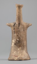 Idol, Female figurine, modeled flat, widens towards the bottom creating an oval base, concave