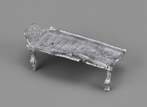 Miniature bed, votive offering or model of furniture; rests on four legs formed from square bars