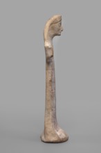 Idol with a full-bodied female head, Standing female figure with a torso flattened on both sides, a