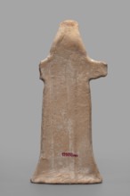 Idol with a full-bodied female head, standing female figure with a torso flattened on both sides