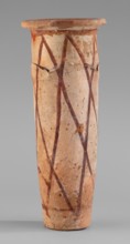 Cylindrical vessel with crosshatched decoration, painted vessels, Egyptian ceramics, engraved
