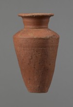 Vessel, Egyptian pottery, conical-shaped clay vessel, widest at ~3/4 of its height with wide,