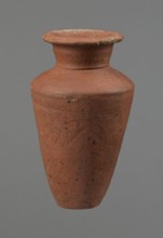 Vessel, Egyptian pottery, ceramics, clay vessel. Conical-shaped vessel, widest at approximately 3/4