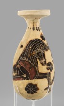 Orientalizing alabastron with depictions of horses, circa 620–590 BC, Corinth. Small aryballos