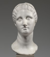 Head of a woman Berenice II or Arsinoe II, unknown creator; Greek sculpture, female portrait,
