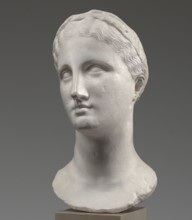 Head of a woman Berenice II or Arsinoe II, Greek Hellenistic sculpture, female portrait, 330–30 BC