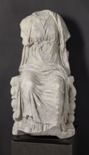 Statue of the goddess Cybele on a throne, Cybele myth., statue of a deity, Roman sculpture, 1st