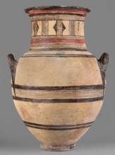Amphora, Cyprus, geometric motifs, Cypriot pottery. Large amphora with two horizontal handles,
