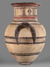 Amphora, Cyprus, geometric motifs, Cypriot pottery. Large amphora with two horizontal handles,