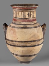 Amphora, Cyprus, geometric motifs, Cypriot pottery. Large amphora with two horizontal handles,