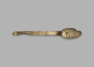 Medical tool fragment of strigil?, tool, height 12.8 cm, A single worn metal spoon lies
