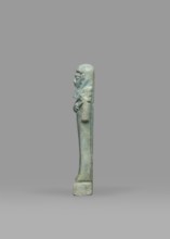 Ushabti, Mummy-shaped funerary figurine shabti standing on a base, back supported by a
