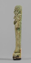 Ushabti, Mummy-shaped funerary figurine, standing on a base with back supported by a