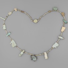 Necklace with amulets, udjat eyes, tit knots, Ptah the dwarf mythology, Toeris mythology,