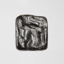Stamp seal with figural representations. Glyptic stamp seal in the form of a truncated pyramid on a