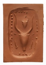 Stamp seal with a depiction of a bull's head, unknown Cypriot workshop. Stamp seal with a full,