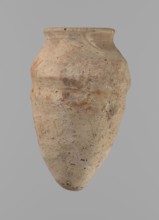 Vessel with hieratic inscription. Egyptian pottery, conical clay vessel tapering toward the bottom,
