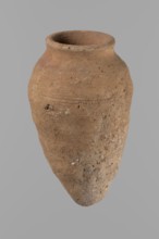 Vessel with hieratic inscription, Egyptian pottery, conical clay vessel tapering toward the bottom,