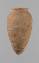 Vessel with hieratic inscription, Egyptian pottery, clay vessel, hand-made and turned in the upper