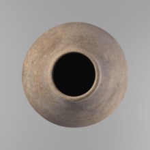 Vessel, Ceramics; Egyptian clay vessel with ovoid belly, widest about halfway up. Wide, short,