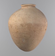Vessel, unknown author. Egyptian pottery vessel of ovoid, slightly downward-stretched shape, widest