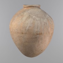 Vessel, Egyptian clay vessel of ovoid, slightly downward-stretched shape, widest at about 2/3 of